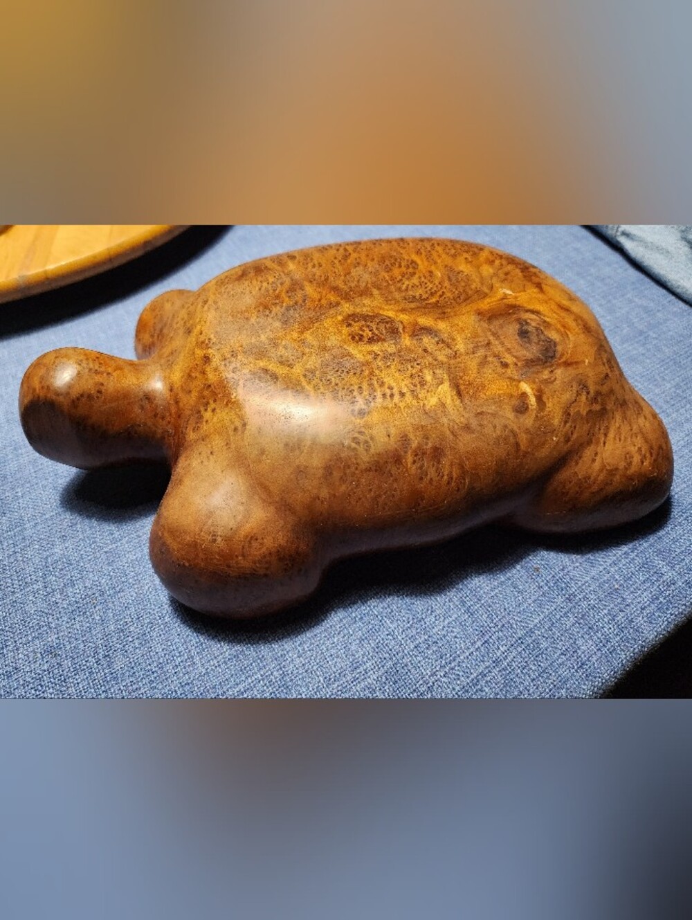 MCM Hand-Carved Burl Wood Turtle